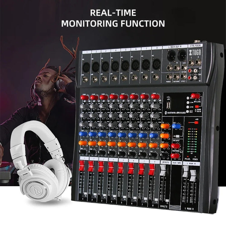 XTUGA CT80X 8-Channels Audio Mixer DJ Mixing Console with 48V Power Supply, CT80X