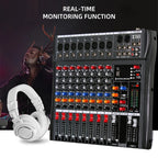 XTUGA CT80X 8-Channels Audio Mixer DJ Mixing Console with 48V Power Supply, CT80X