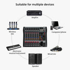 XTUGA CT80X 8-Channels Audio Mixer DJ Mixing Console with 48V Power Supply, CT80X