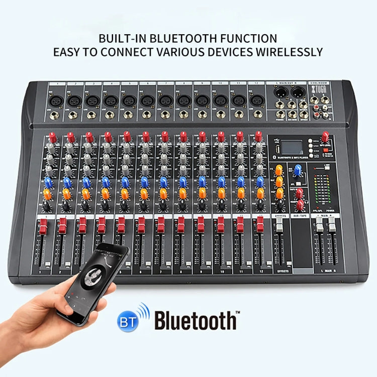 XTUGA CT120X 12-Channels Audio Mixer DJ Mixing Console with 48V Power Supply, CT120X