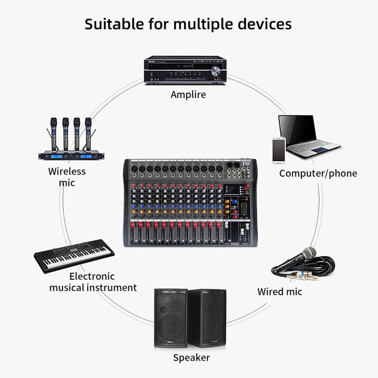 XTUGA CT120X 12-Channels Audio Mixer DJ Mixing Console with 48V Power Supply, CT120X