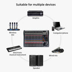 XTUGA CT120X 12-Channels Audio Mixer DJ Mixing Console with 48V Power Supply, CT120X