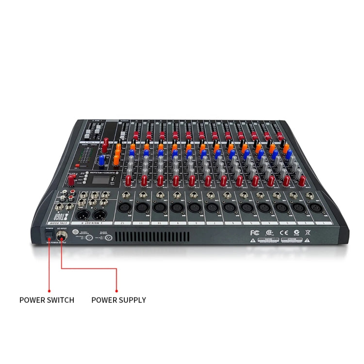 XTUGA CT120X 12-Channels Audio Mixer DJ Mixing Console with 48V Power Supply, CT120X