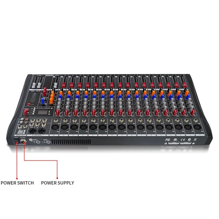 XTUGA CT160X 16-Channels Audio Mixer DJ Mixing Console with 48V Power Supply, CT160X