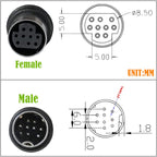 Single Curved mini DIN 9 Pin TV Audio Adapter Cable, 0.5m, 1.8m, 3m