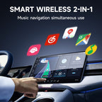 2 in 1 Apple CarPlay / Android Auto USB, Type-C Dual Ports Wired to Wireless CarPlay Adapter