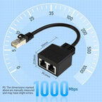RJ45 CAT6 / CAT5 8 Pin Ethernet Cable Splitter 2 in 1 Network Extension Adapter, 1pc