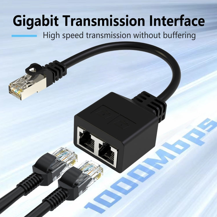 RJ45 CAT6 / CAT5 8 Pin Ethernet Cable Splitter 2 in 1 Network Extension Adapter, 1pc