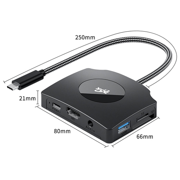 YCE-Z70A Type-C to PD 3.0, USB 3.0x2 + SD/TF, 3.5mm and HD1.4 Docking Station Video Capture Card
