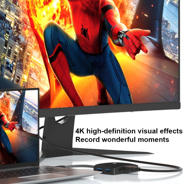 YCE-Z70A Type-C to PD 3.0, USB 3.0x2 + SD/TF, 3.5mm and HD1.4 Docking Station Video Capture Card