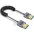 0.7m Coiled Coaxial 8K 48Gbps HDMI 2.1 Cable, Straight to Straight, Upward Bend, Downward Bend, Right Bend, Left Bend