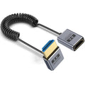 0.7m Coiled Coaxial 8K 48Gbps HDMI 2.1 Cable, Male to Female Up Elbow, Male to Female Down Elbow, Male to Female Right Elbow, Male to Female Straight, Male to Female Left Elbow