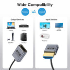 0.7m Coiled Coaxial 8K 48Gbps HDMI 2.1 Cable, Male to Female Up Elbow, Male to Female Down Elbow, Male to Female Right Elbow, Male to Female Straight, Male to Female Left Elbow