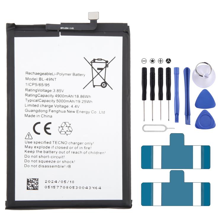 Battery Replacement, For Tecno POVA NEO 2 / NEO 3 LH6 BL-68BT 7000mAh, For Tecno Transsion Spark GO 2023 BL-49NT 4900mAh, For Tecno Spark 10 Pro BL-49ST 5000mAh, For Tecno POP 5 BL-48BT 5000mAh, For Tecno BL-5ABI / BL-5AAI BL-5AAT 5000mAh              ...