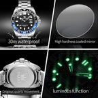 OLEVS 3610 Men Steel Strap Luminous Waterproof Quartz Watch
