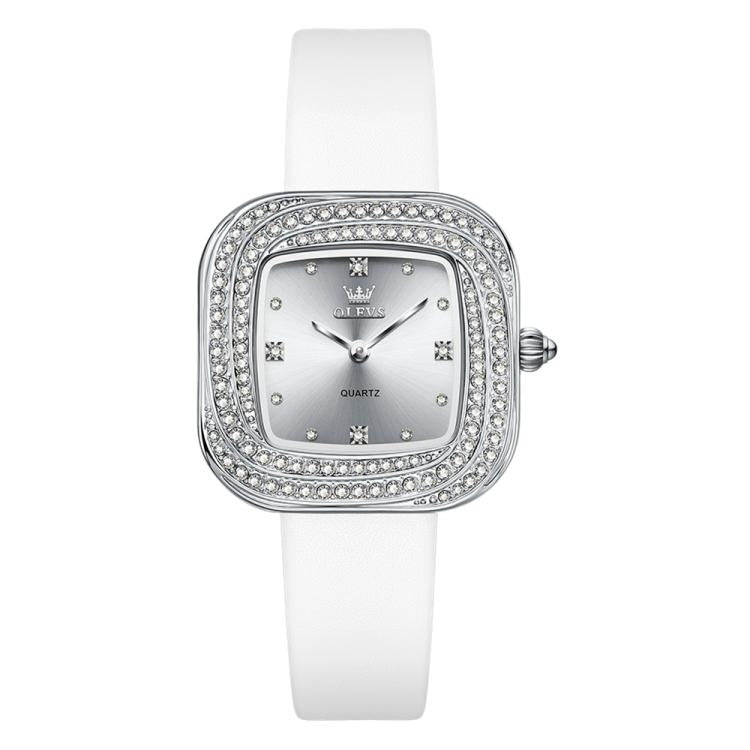 OLEVS 5512 Women Square Diamond Ring Waterproof Quartz Watch