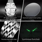 OLEVS 9998 Men Diamond Face Dual Calendar Waterproof Quartz Watch