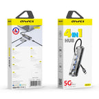 awei HUB-1 Multi-function 4 in 1 Type-C to USB 3.0 x 4 HUB Adapter, HUB-1
