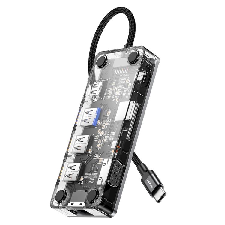 awei HUB-3 Multi-function 9 in 1 Type-C HUB Adapter, HUB-3