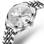 OLEVS 9801 Women Diamond Waterproof Single Calendar Mechanical Watch