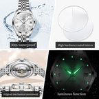 OLEVS 9801 Women Diamond Waterproof Single Calendar Mechanical Watch