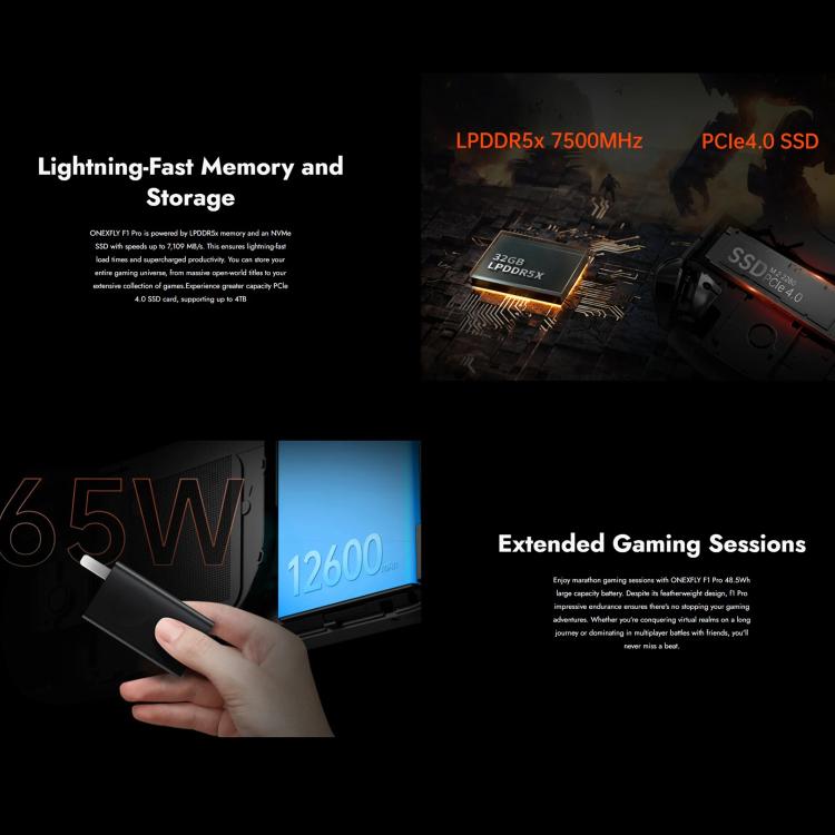 ONE-NETBOOK OneXPlayer F1 Pro 7 inch Handheld Game Console, Windows 11 AMD Ryzen AI 9 HX 370 CPU, AI9-370 32GB+2TB, AI9-370 64GB+2TB, AI9-370 64GB+4TB