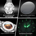 OLEVS 6702 Men Waterproof Luminous Dual Calendar Mechanical Watch