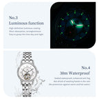 OLEVS 7036 Women Starry Sky Disk Luminous Skeleton Mechanical Watch