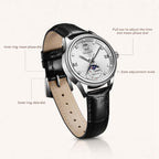 OLEVS 7039 Women Sun Moon Star Luminous Waterproof Mechanical Watch