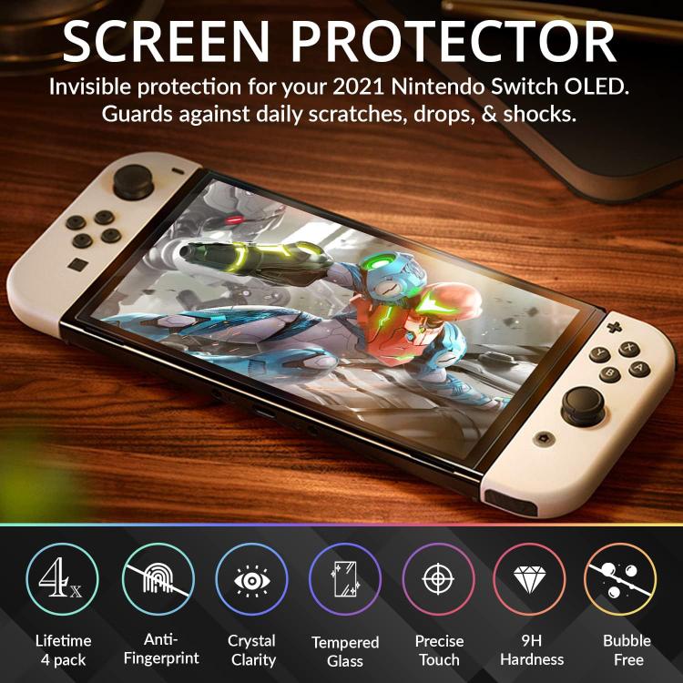 2.5D High Aluminum Tempered Glass Screen Protector, For Nintendo Switch OLED