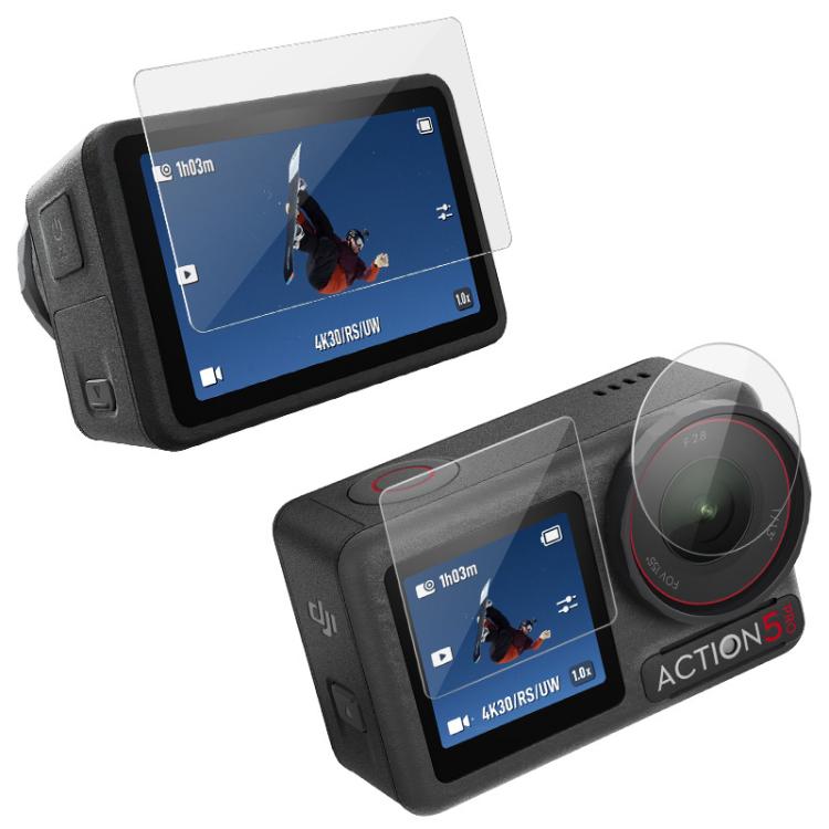 imak Rear Screen + Front Screen + Rear Camera Lens Tempered Glass Film, For DJI Osmo Action 5 Pro