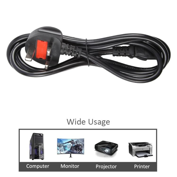 Big UK Plug Computer PC Power Cord 3 Pin Cable 0.5 Square, 1.5m, 1.8m