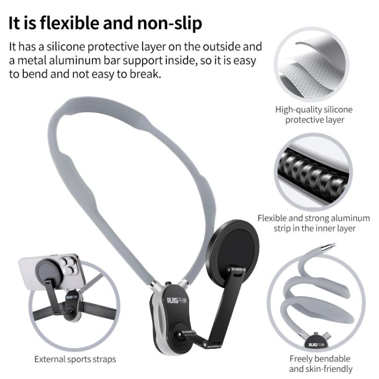 RUIGPRO Magnetic Neck Mount Anti-shake Phone Bracket, Phone Bracket