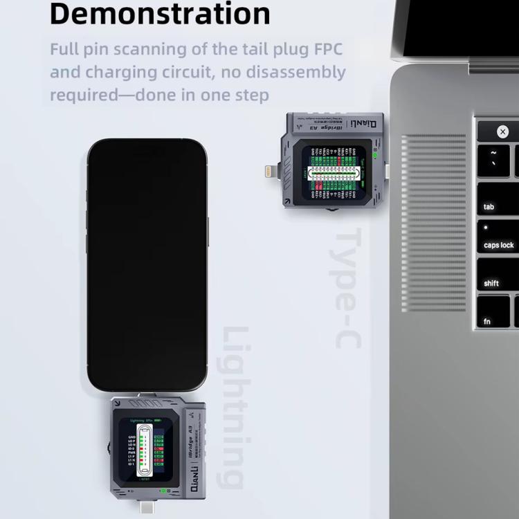 Qianli iBridge A3 Tail Plug Comprehensive Analysis Tester for Lightning & Type-C Interface Devices, Qianli iBridge A3