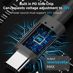 Type-C to DC 5.5x2.1mm 100W Computer Charging Adapter, 0.5m, 2m, 3m, 5m, 10m
