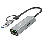 USB-C / Type-C and USB3.0 to RJ45 5G Gigabit Wired Ethernet Network Adapter, USB-C / Type-C and USB3.0 to RJ45 Adapter