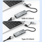 USB-C / Type-C and USB3.0 to RJ45 5G Gigabit Wired Ethernet Network Adapter, USB-C / Type-C and USB3.0 to RJ45 Adapter