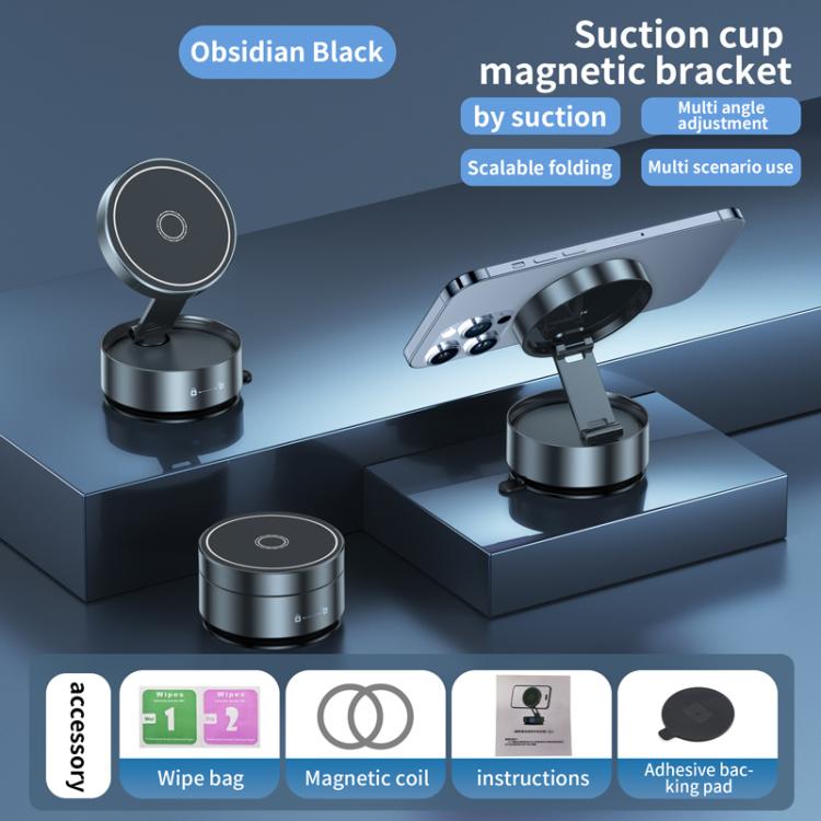 Q12 Foldable Vacuum MagSafe Magnetic Suction Cup Phone Holder, Q12(Black), Q12(Silver)