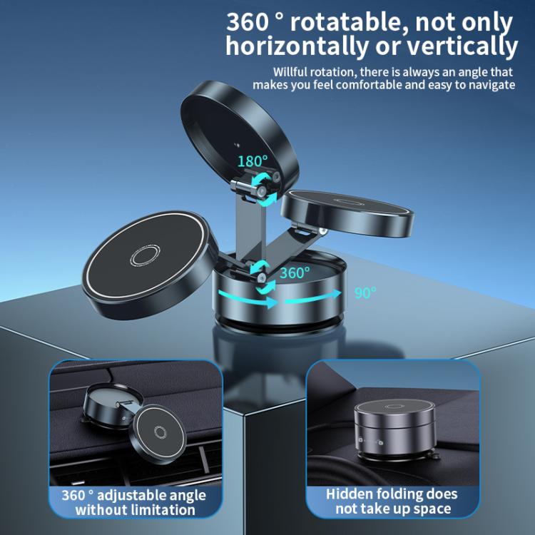 Q12 Foldable Vacuum MagSafe Magnetic Suction Cup Phone Holder, Q12(Black), Q12(Silver)