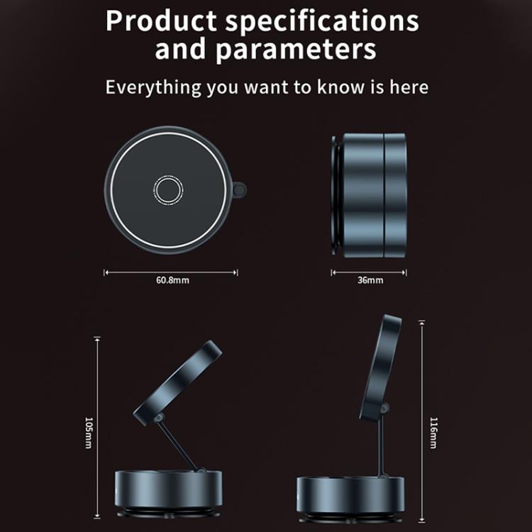 Q12 Foldable Vacuum MagSafe Magnetic Suction Cup Phone Holder, Q12(Black), Q12(Silver)