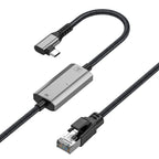 2m RJ45 to USB-C / Type-C Side Bend High Speed Network Card Ethernet Cable, Type-C Side Bend