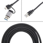2m RJ45 to USB-C / Type-C Side Bend High Speed Network Card Ethernet Cable, Type-C Side Bend