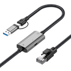 2m RJ45 to Type-C / USB 2-in-1 High Speed Network Card Ethernet Cable, Type-C / USB 2-in-1