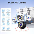 2MP HD 360 Degree Panorama 3 Lens IP66 Waterproof Wireless WiFi Camera, 15 Days Memory Card, 30 Days Memory Card