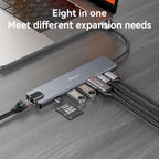 Yesido HB27 8 in 1 Type-C 3.1 Multifunctional HUB Adapter Docking Station, HB27