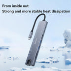 Yesido HB27 8 in 1 Type-C 3.1 Multifunctional HUB Adapter Docking Station, HB27