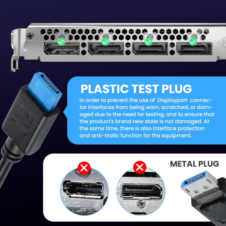 DisplayPort 8K DP1.4 Male to Male Connection Cable for Device Testing, 0.3m, 1m