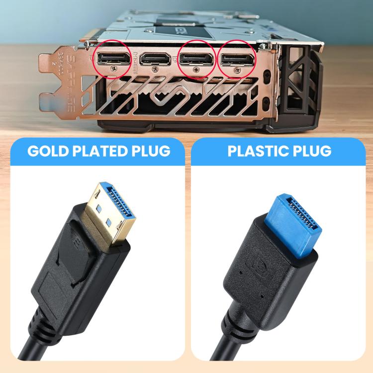 DisplayPort 8K DP1.4 Male to Female Connection Cable for Device Testing, 0.3m, 1m