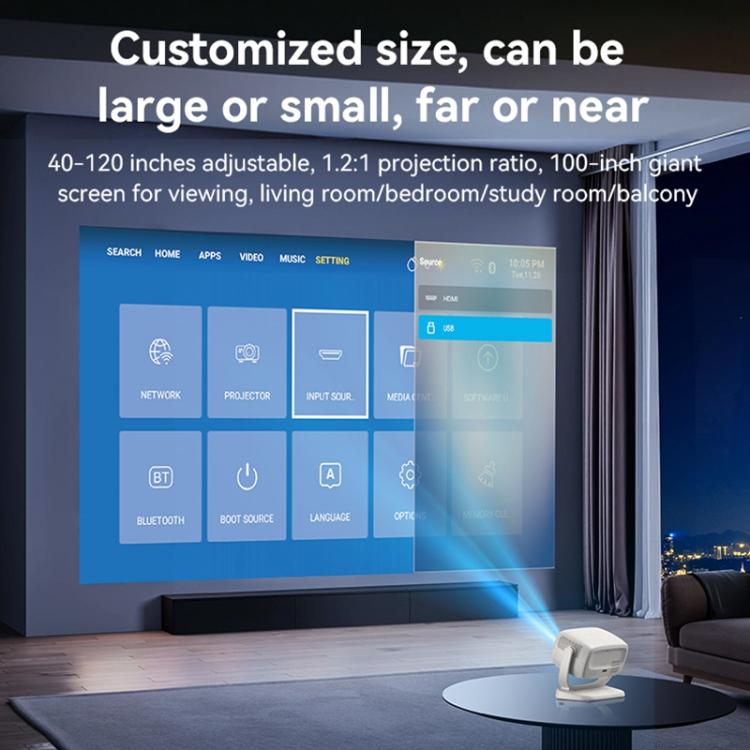 Yesido TV13 1280x720P 190ANSI Android 9.0 Series Smart Projector, EU Plug, UK Plug