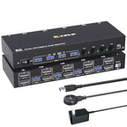 KC-KVM402DP 8K 30Hz 4 Input 2 Output DP / USB3.0 Dual Monitor KVM Switch, US Plug, EU Plug, UK Plug, AU Plug